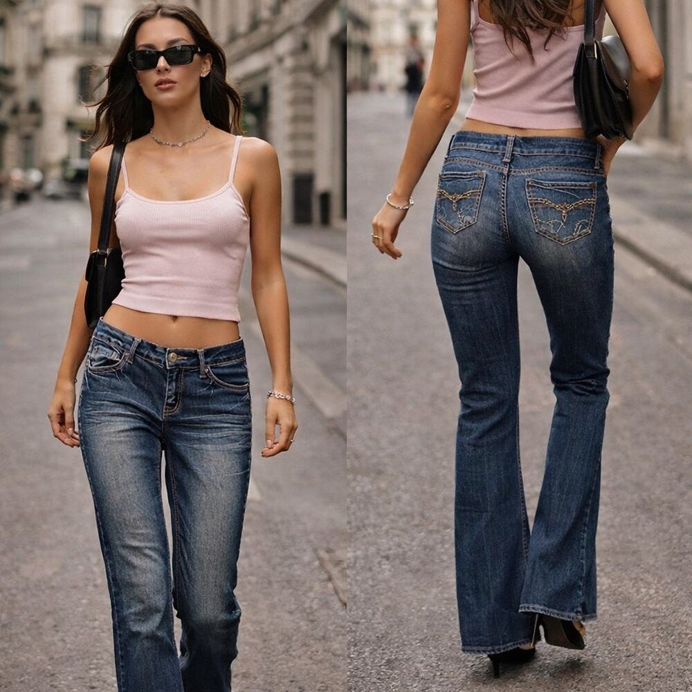 Y2K LowRise Flare Bootcut Detail Stitch BONGO Denim Indie Sleaze Cool Girl Denim